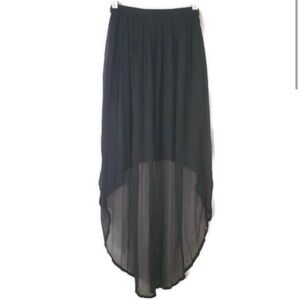 Xhilaration Junior's Hi Low Whimsical Flowy Goth Black Skirt Size S/P